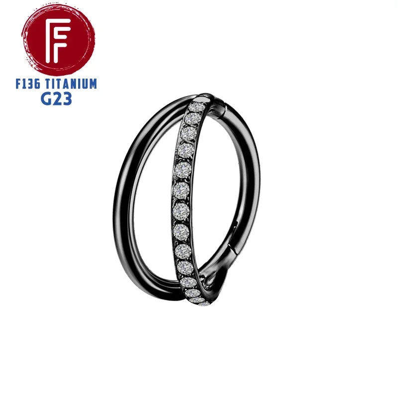G23 Titanium Daith Cartilage Earrings 16G Helix Nose Septum Piercing Conch Hinged Clicker Body Jewelry Ear Ring Zircon Wholesale
