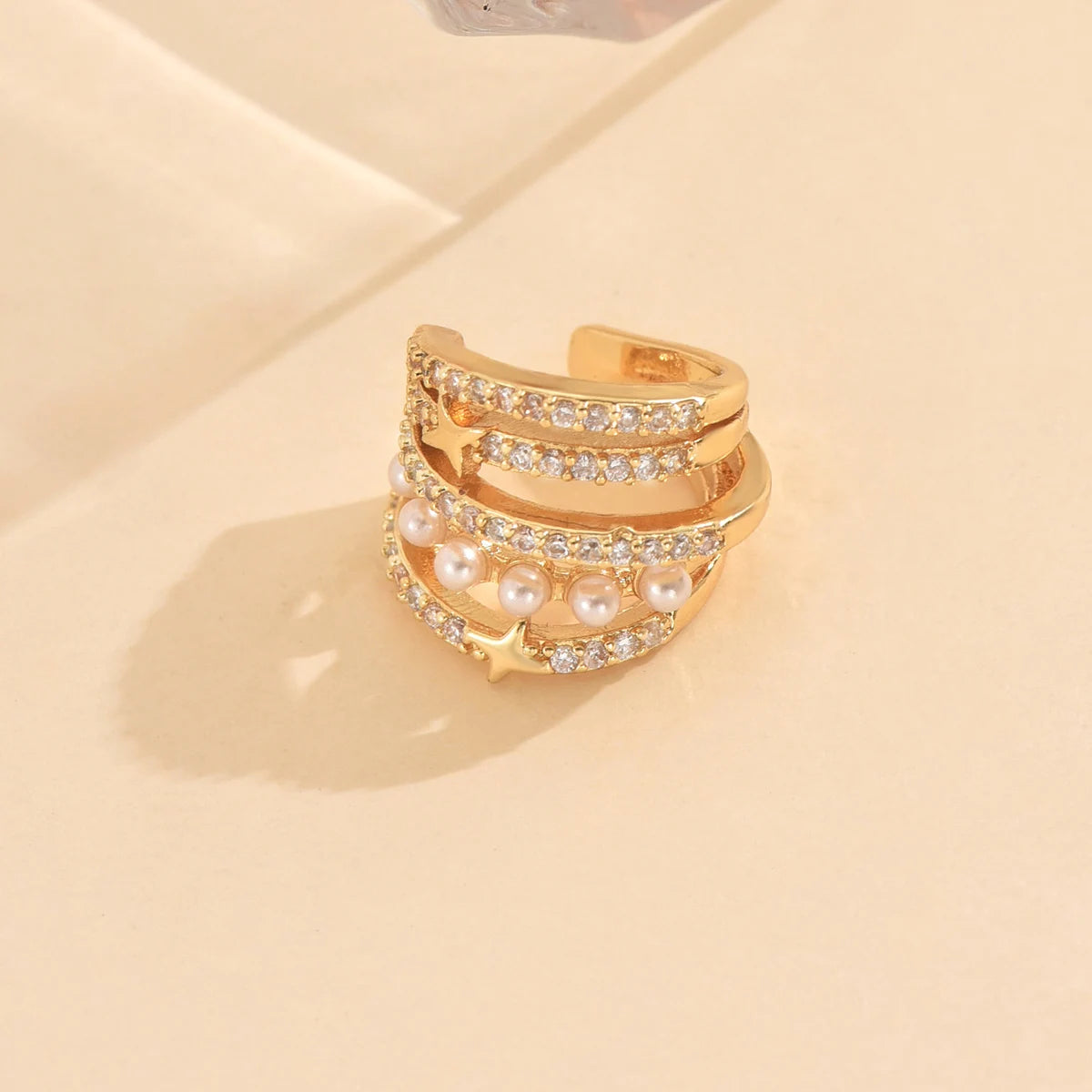 3 Pcs Zircon Korean Wave Multilayer Geometry Ear Cuff Clip on Earrings For Women Without Piercing Non-pierced Jewelry Hot
