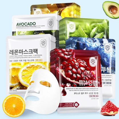 8pcs GONGPEI Fruits Face Mask Moisturizing Whitening Anti Wrinkles Hydrating Anti-Aging Facial Masks Korean Skin Care Cosmetics
