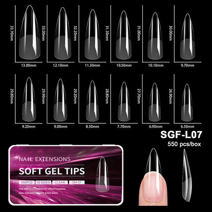 550pcs Soft Gel Nail Tips False Nails Tip Semi-matte Fingertip French Coffin Almond Capsules Full Cover Nails Extension Tools