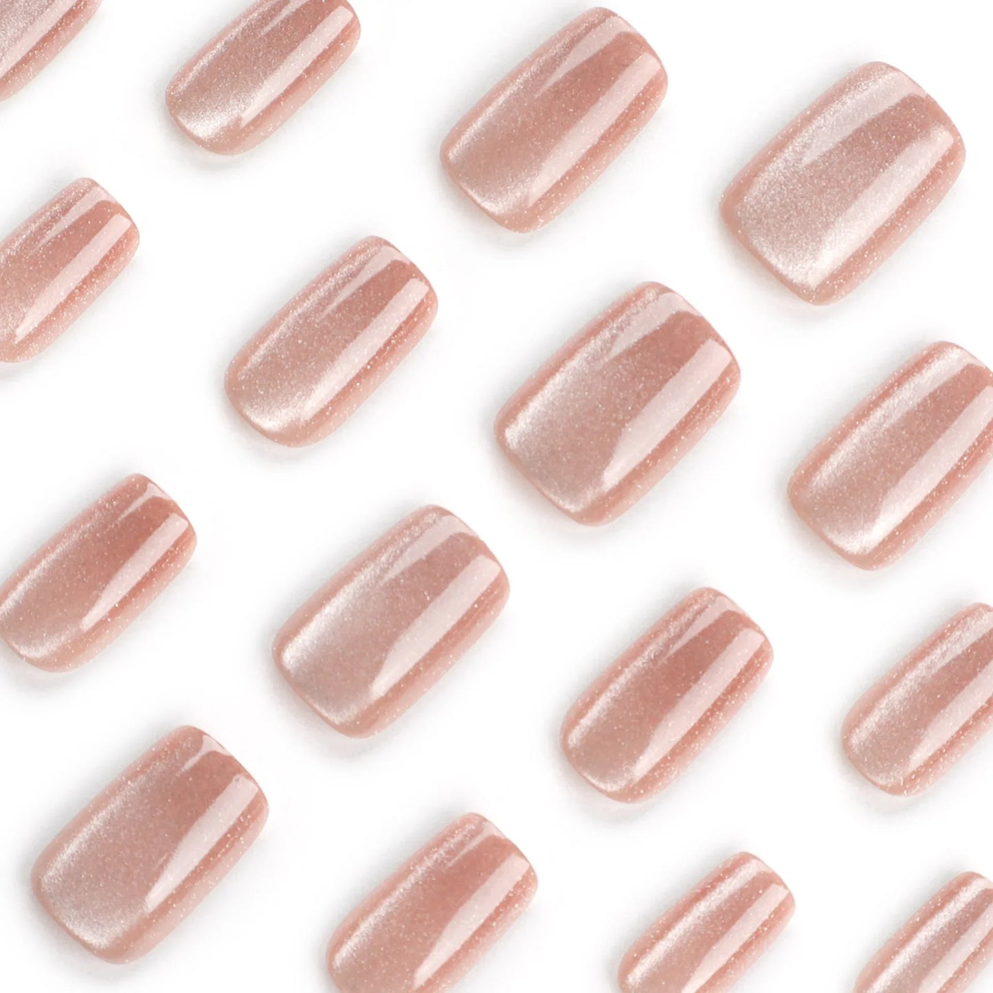 24pcs/set cat eyes fake nails for women girls red brown green blue grey sparkling short tips faux ongles press on false nail