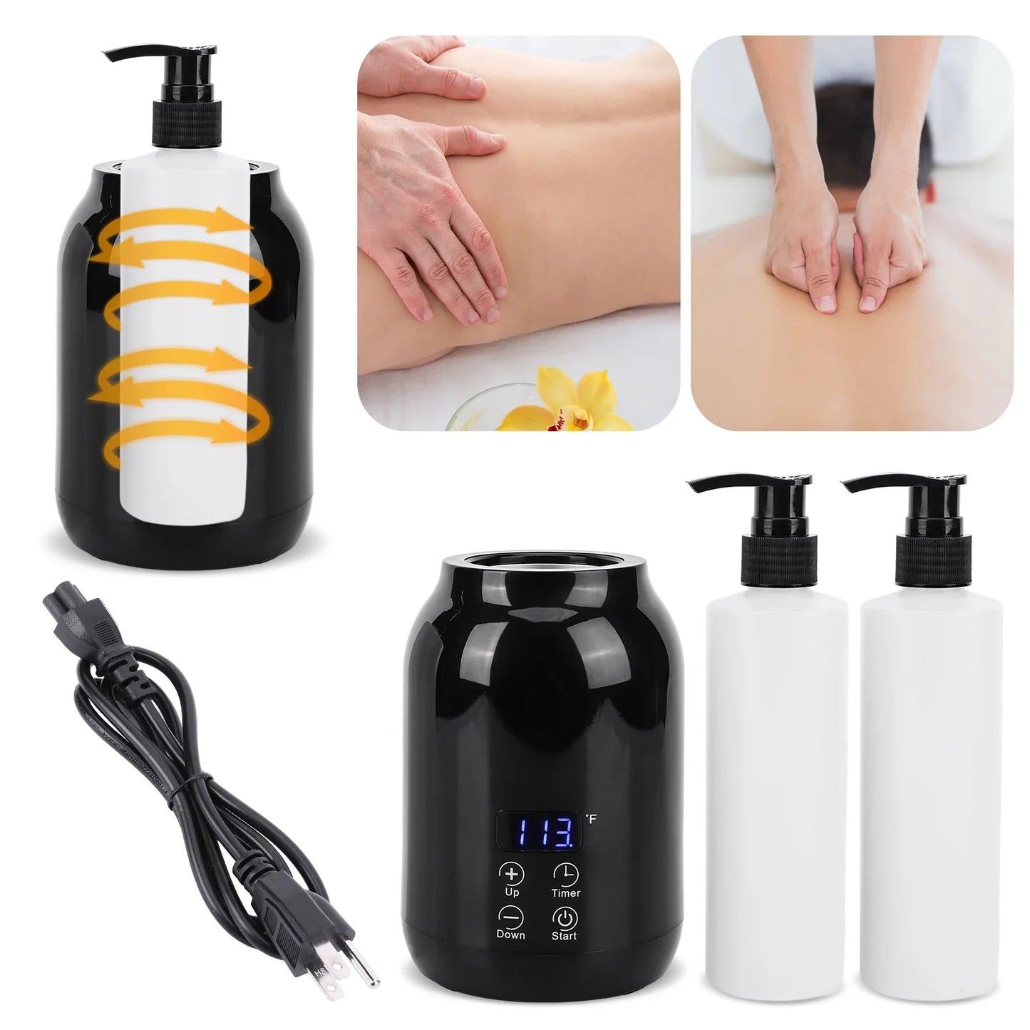 Massage Oil Warmer Digital Lotion Cream Heater 2 Heat Modes Lotion Warmer Fast Heat Lotion Warmer LED Display with Timer