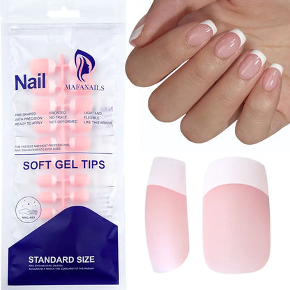 120/150pcs Matte White French Gel Nail Tips Medium Almond Nude Press On Nails 0.75-2.6cm Pink/Nude ABS Soft Gel Nail Flase Tips