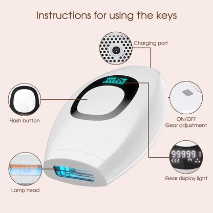 IPL Hair Removal Device 990000 Flashes for Women Painless Permanent Laser Epilator for Body Bikini and Facial Hair Home Use