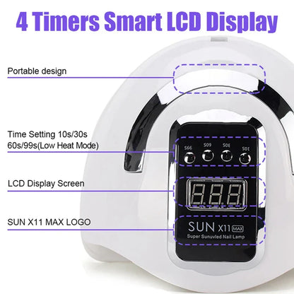 LED Nail Lamp For Manicure 280W Nail Dryer Machine UV Drying Lamp For Curing UV Gel Nail Polish With Motion Sensing LCD Display