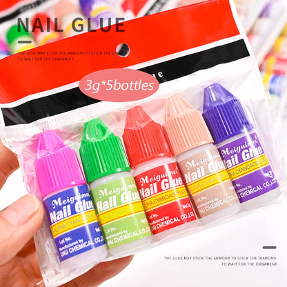 5ml Soft Nail Tips Gel For Press On False Nails Solid Sticker Adhesive Nail Gel UV Bond Rhinestone Fake Tips Extension Nail Glue