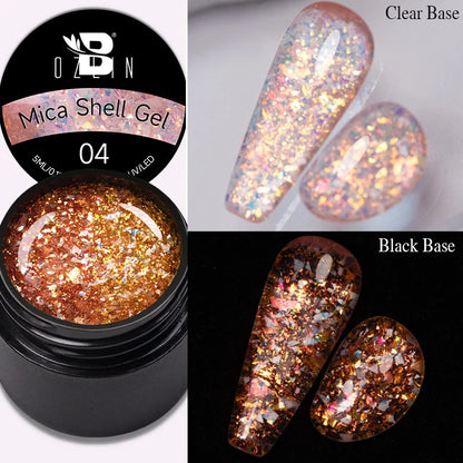 BOZLIN 5ml Sparkling Chameleon Mica Shell Gel Polish Colorful Sequins Manicure Semi Permanent Soak Off Nail Art Gel Varnish