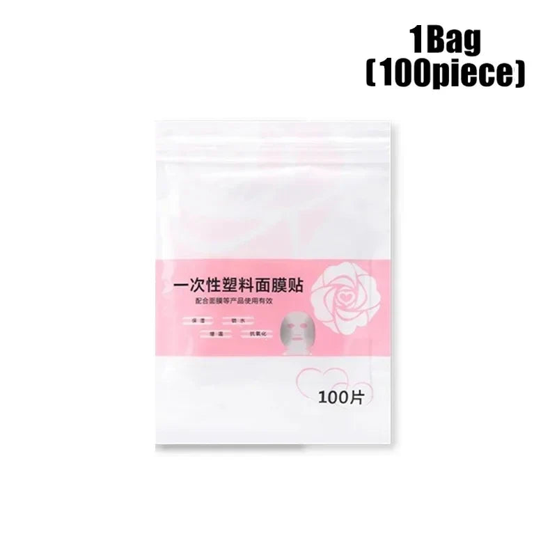 500/100pcs Disposable Plastic Film Full Face Cleaner Mask Neck Stickers Paper Transparent Masks Wrap Facial Beauty Makeup Tools