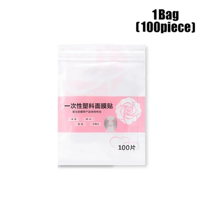 500/100pcs Disposable Plastic Film Full Face Cleaner Mask Neck Stickers Paper Transparent Masks Wrap Facial Beauty Makeup Tools