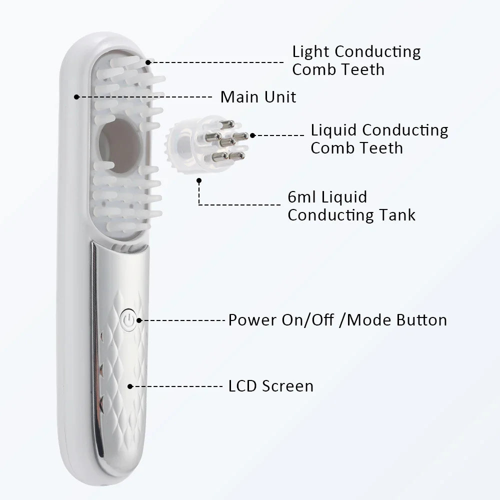 Electric Scalp Massage Brush Red Light Therapy Hair Growth Massage Comb Anti Hair Loss Liquid Oil Applicator Massager Tools