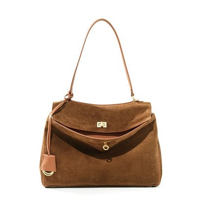 2025 Autumn Winter Women's Suede genuine leather Bag Shoulder Handbag Large Capacity Single Tote Bag Handbag Luxury Designer Bag