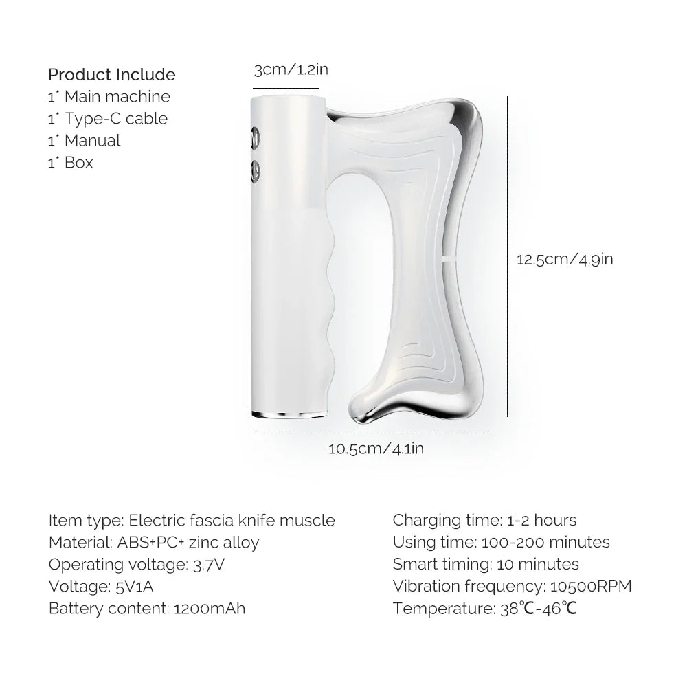 Fitness Muscle Scraping Massager Electric Fascia Knife Vibration Gua Sha Scraper Back Leg Body Relaxation Stainless Steel