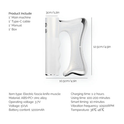 Fitness Muscle Scraping Massager Electric Fascia Knife Vibration Gua Sha Scraper Back Leg Body Relaxation Stainless Steel