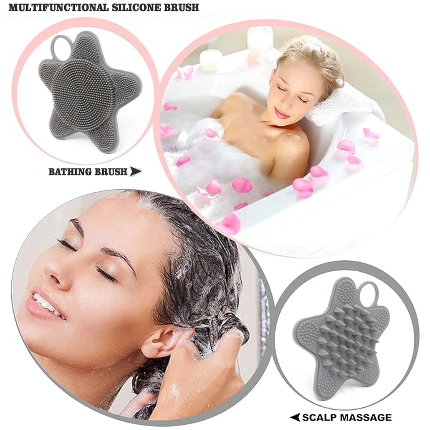 Silicone Shampoo Scalp Hair Brush Massager Head Body Scalp Massage Brush Scalp Massage Brush Comb Magic Handle Brush Spa