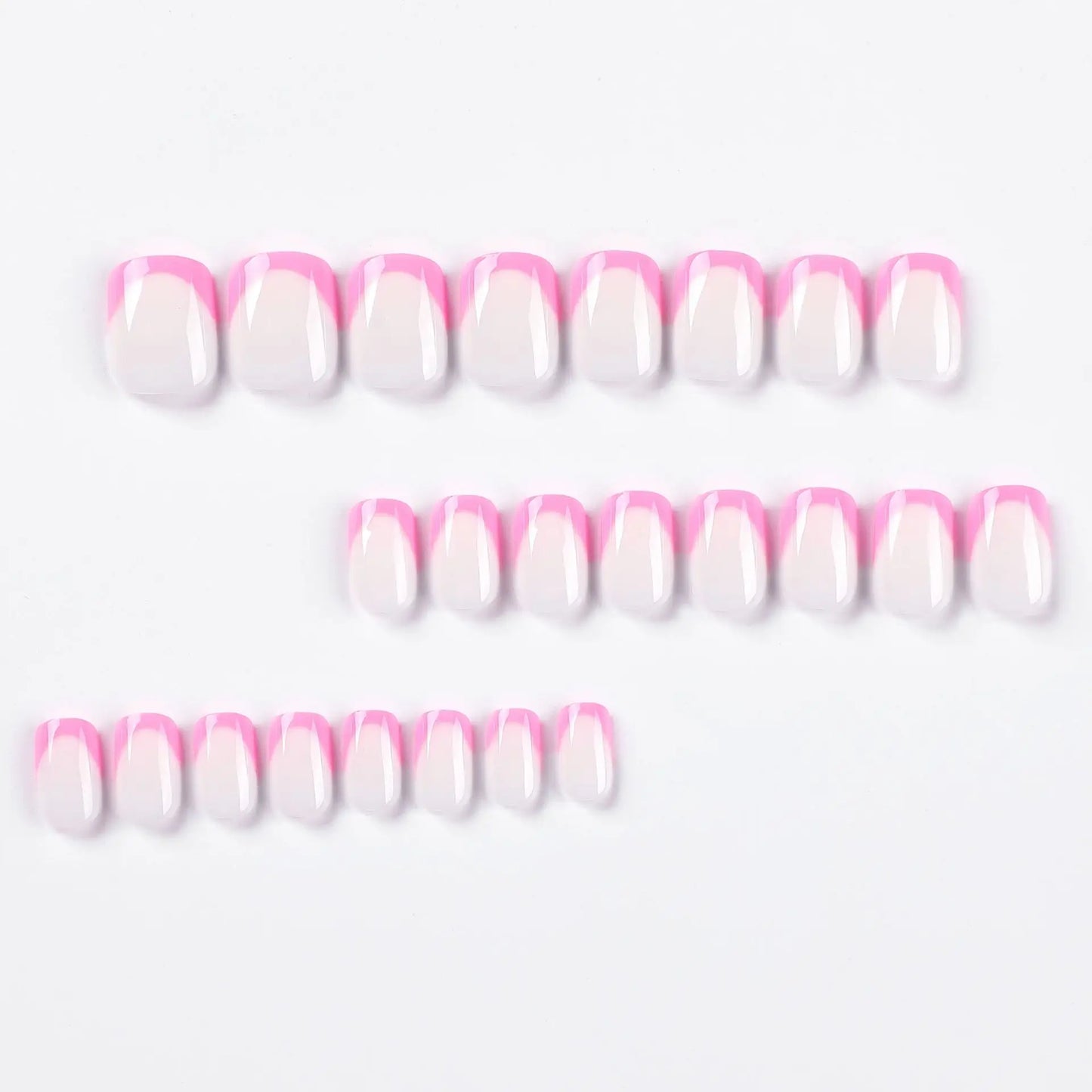 Simple Pink French Wearable Fashion Short Square Fake Nails Detachable Full Cover Finished False Nails Press on Nails with Glue