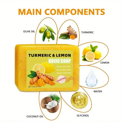2PCS Turmeric Citric Acid Soap, Gentle Cleansing, Body Bath, Moisturizing, Moisturizing Skin, Suitable for All Skin Types, Unise