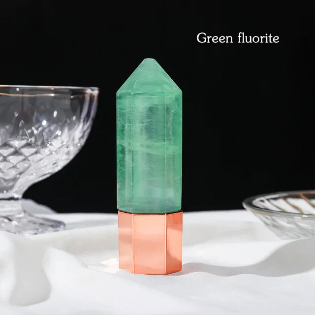 Facial Beauty Natural Healing Rose Quartz Obsidian Crystal Column Perfumes Essential Oil Roller Bottles Mother's Day Women Gift
