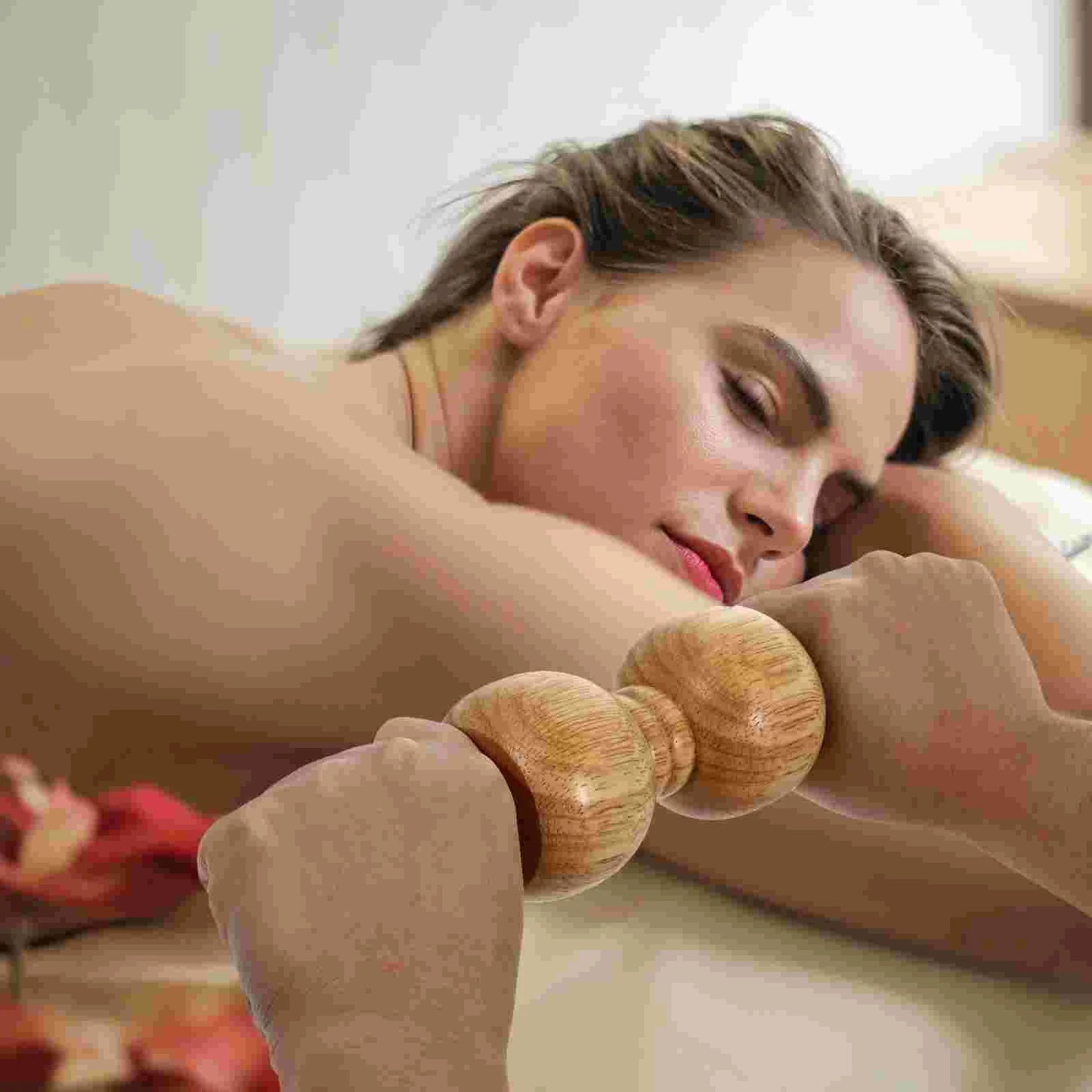 Oak Shoulder Massage Roller Stick Handheld Health Care Tool Muscle Relief Portable Lightweight Body Massaging Fitness