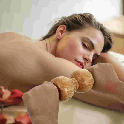 Oak Shoulder Massage Roller Stick Handheld Health Care Tool Muscle Relief Portable Lightweight Body Massaging Fitness