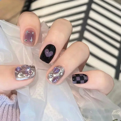 24Pcs Short Ballerina False Nail Tips with Pearl Detachable French Fake Nails Pink Cute Full Cover Press on Nails Manicure Tools