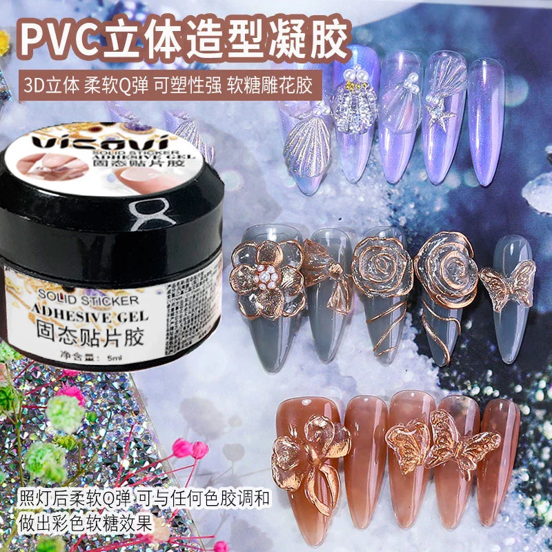 5ml Soft Nail Tips Gel For Press On False Nails Solid Sticker Adhesive Nail Gel UV Bond Rhinestone Fake Tips Extension Nail Glue