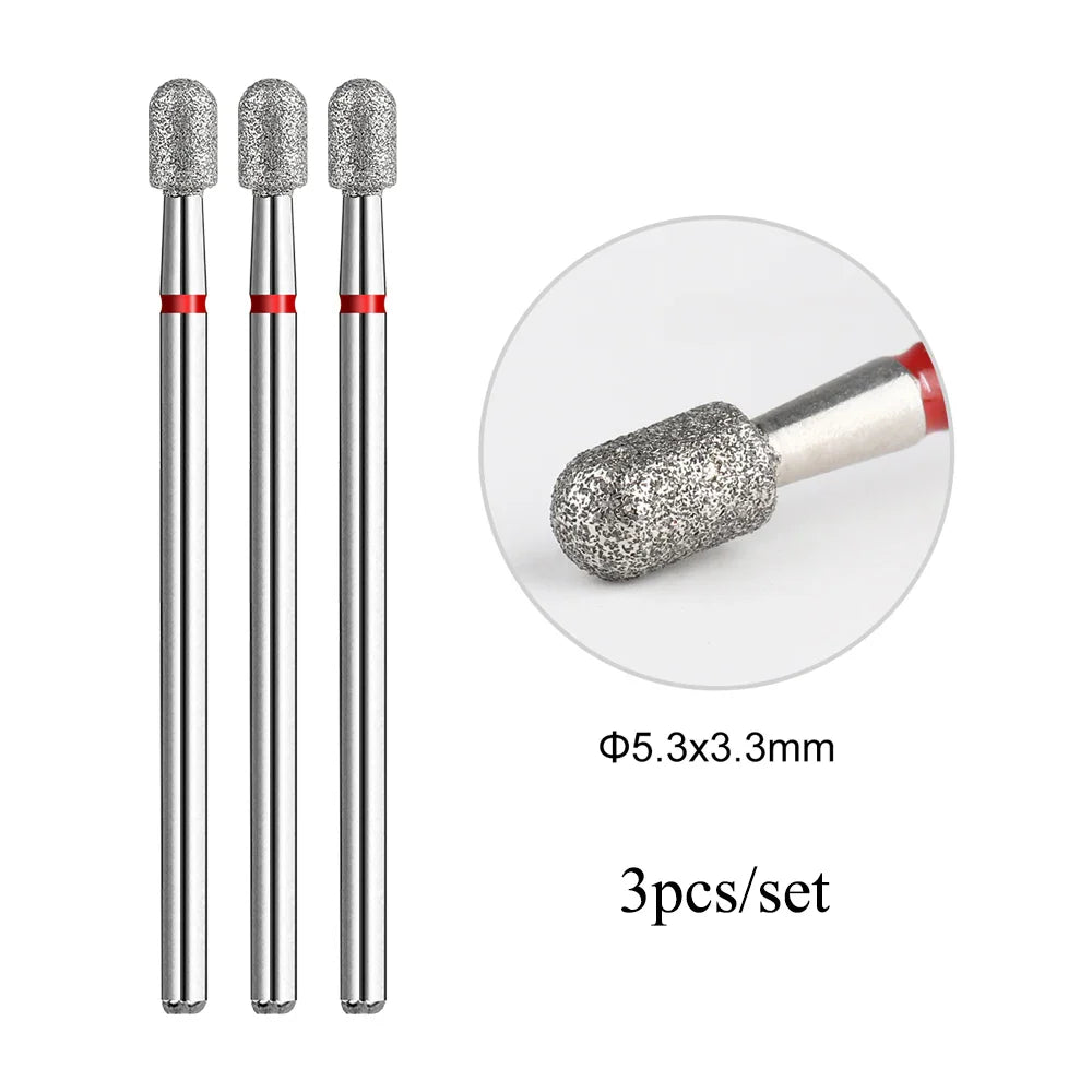 TP 3pcs/set Flame Diamond Nail Drill Bits 3/32'' Russian Electric File Bits Milling Cutter for Manicure Cuticle Remove Nail Tool
