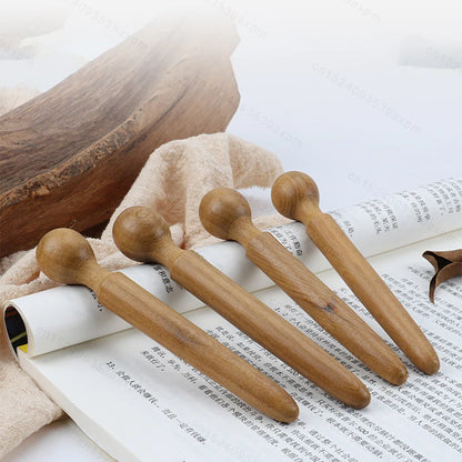 Natural Wooden Acupoint Stick Dial Stick Meridian Pen Massage Stick Body Meridian Stress Relief Foot Sole Acupoint Massage Tools