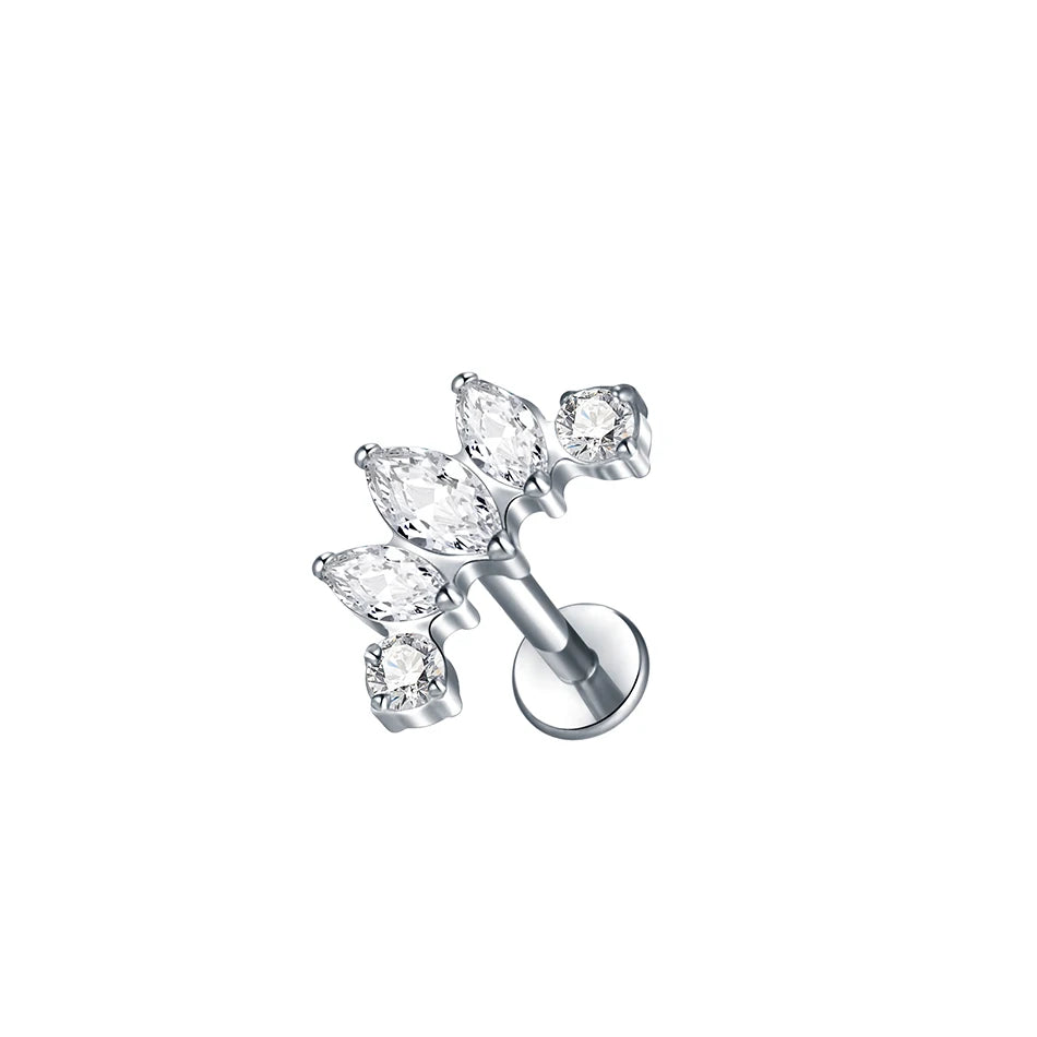 1Pc G23 Titanium Ear Tragus Cartilage Helix Daith Piercing Stud Earrings for Women Internal Thread Labret Piercing Lip Ring 16G