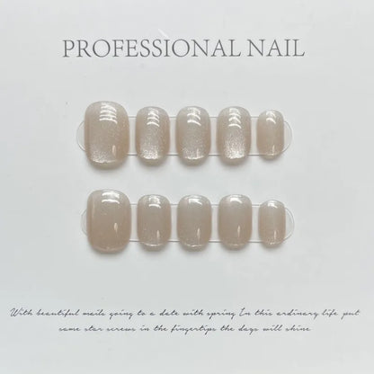 10Pcs Cat Eye Handmade Press on Nails Pink Fake Nails Wearable Stick-on Nails False Nail 네일팁 Uñas Postizas Накладные Ногти