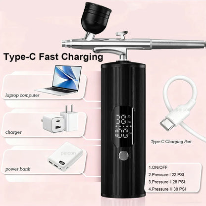 Airbrush Nail with Compressor Cordless Mini Airbrush Nail Kit Portable Electric Mini Spray Gun Multifunctional beauty device