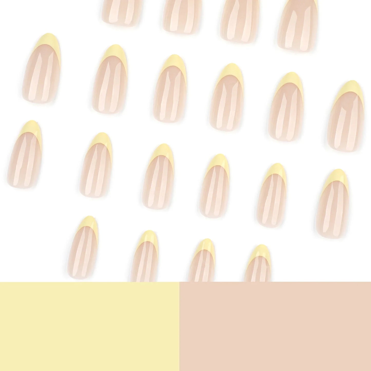 Yellow French Fashion Wearable Nail Art Summer Simple Short Almond Fake Nails Detachable Finished False Nails Press on Nails