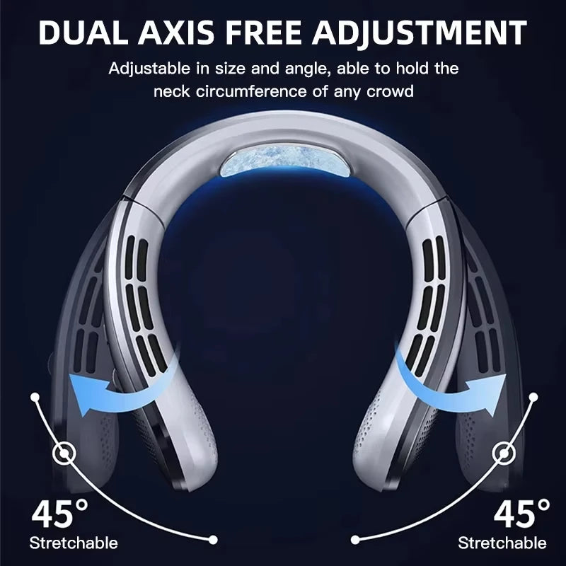 Midea 8000mAh Portable Hanging Neck Fan Bladeless Neckband Fan Digital Display Power Air Cooler USB Rechargeable Electric Fan