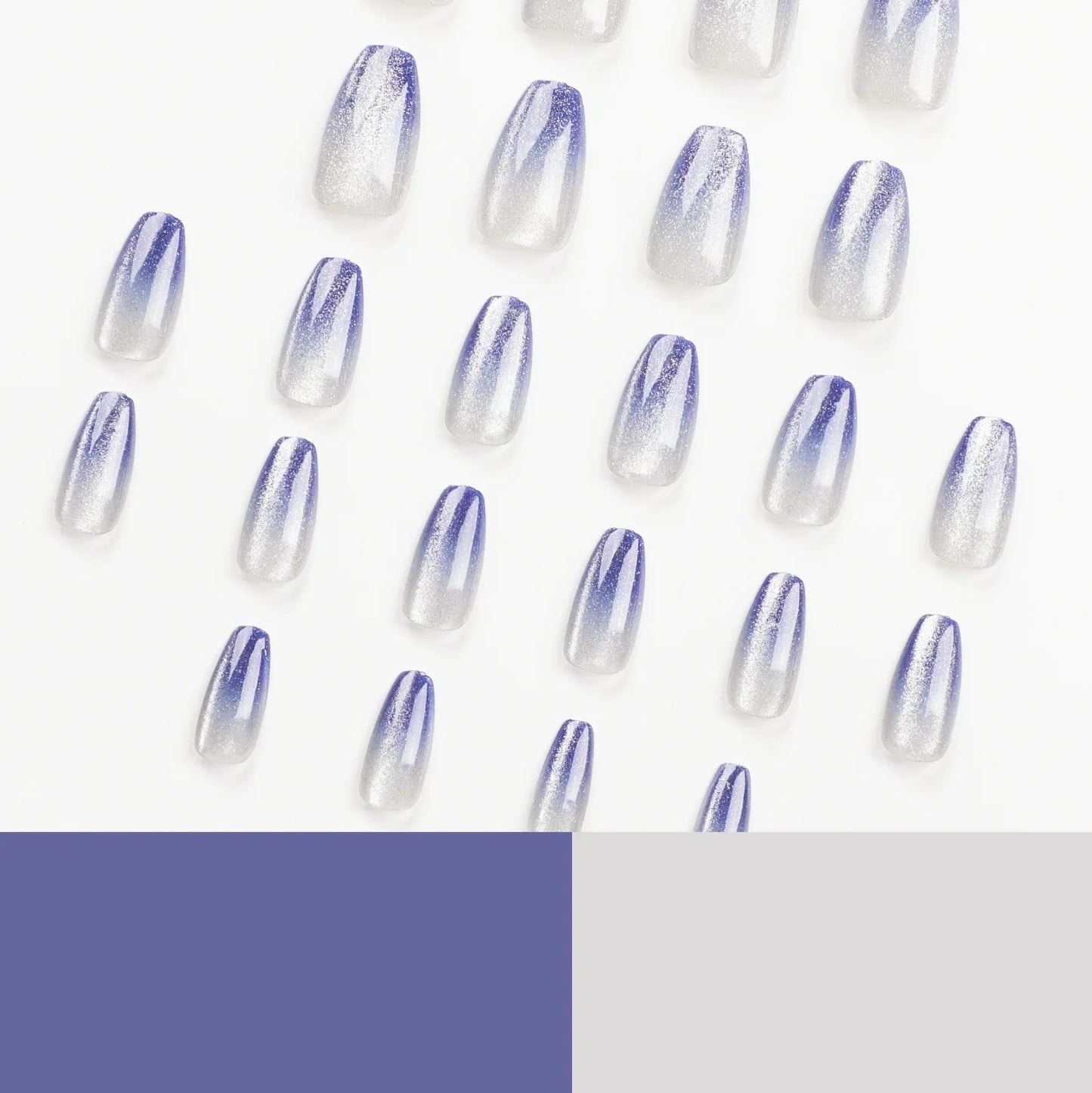 24pcs/set cat eyes fake nails for women girls red brown green blue grey sparkling short tips faux ongles press on false nail