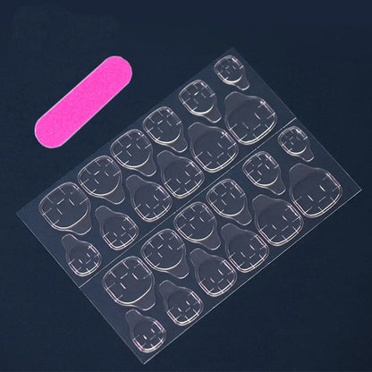24 pcs short Oval French simple solid color Flash nails +1 nail glue +1 nail file