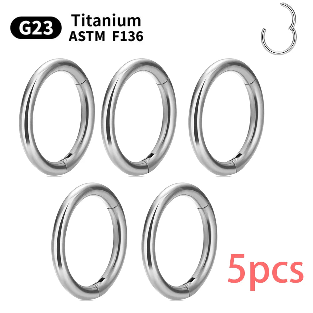 1/5Pcs Nose Rings G23 Titanium Lip Ring For Women And Men Piercing Jewelry Hoop Earrings Mixed Color Body Clips Hinged