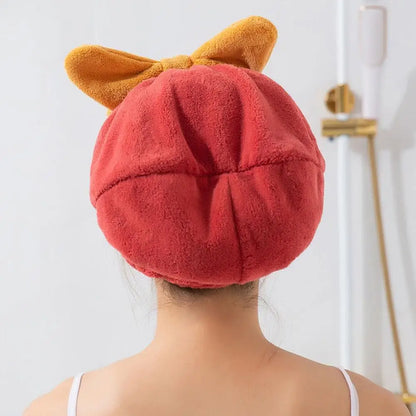 Microfiber Drying Hair Caps For Women Girls Quick Dry Hair Towel Turban Hat Bathing Soft Hair Towel Wrap With Cute Butterfly Bow