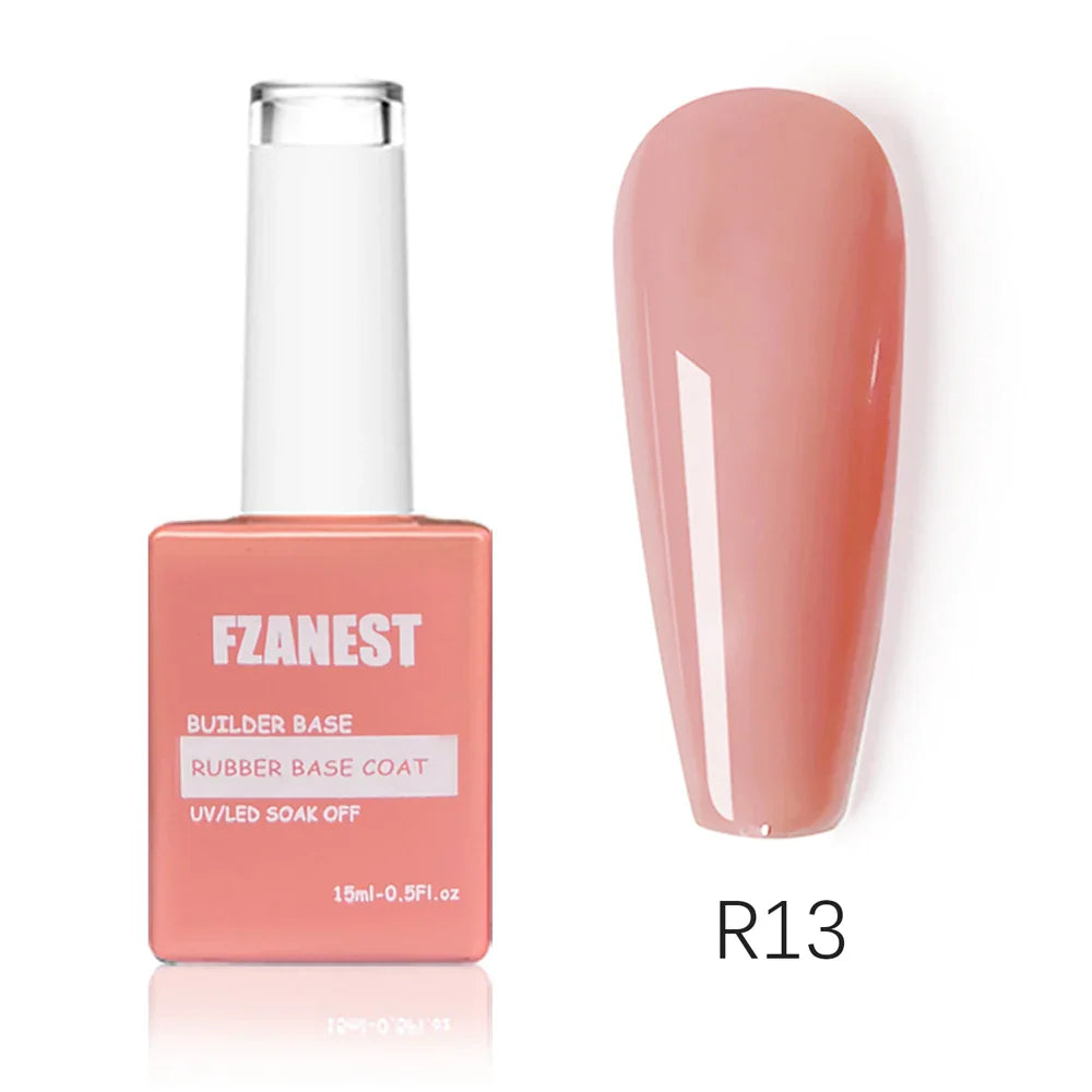FZANEST 5 in 1 Multifunctional Rubber Base Gel Rubber Builder Base Nail Gel Nude Color Extension Nail Strengthen Gel Nails