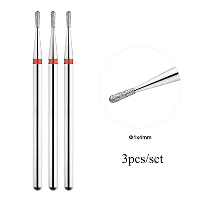 TP 3pcs/set Flame Diamond Nail Drill Bits 3/32'' Russian Electric File Bits Milling Cutter for Manicure Cuticle Remove Nail Tool