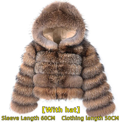 2025 maomaokong Super Hot Winter Women Luxury Thick Real Raccoon Fur Coat Natural Fox Fur Jacket Plus Size Jackets Female Vest