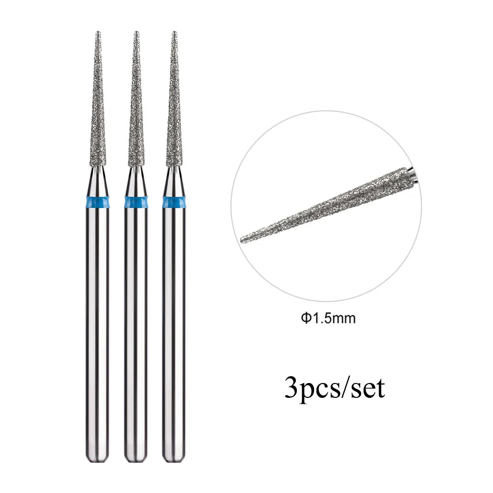 TP 3pcs/set Flame Diamond Nail Drill Bits 3/32'' Russian Electric File Bits Milling Cutter for Manicure Cuticle Remove Nail Tool