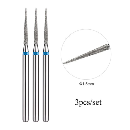TP 3pcs/set Flame Diamond Nail Drill Bits 3/32'' Russian Electric File Bits Milling Cutter for Manicure Cuticle Remove Nail Tool