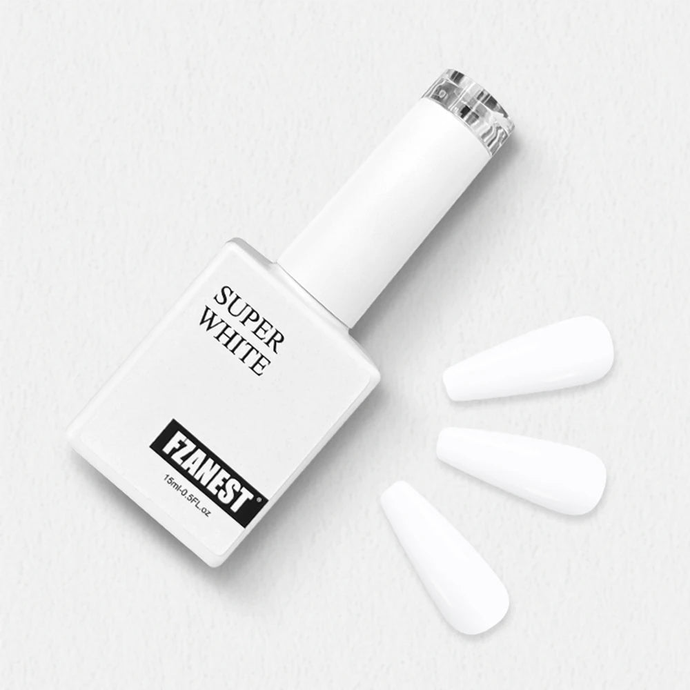 FZANEST Super White Gel Polish Not Yellowing Super Black Nail Polish 15ml Bottles Private Label Colour Led uv Gel Nail Polish