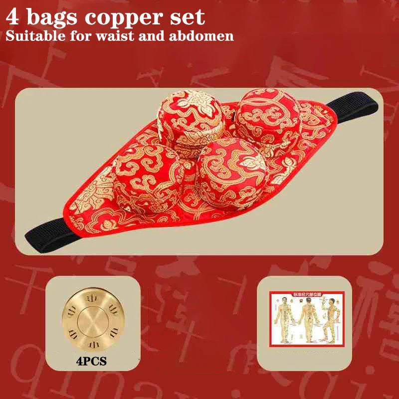 Red Embroidery Moxibustion Bag Moxa Burner Acupuncture Heating Therapy Warm Uterus Chinese medicines Massage Gun Body Massager