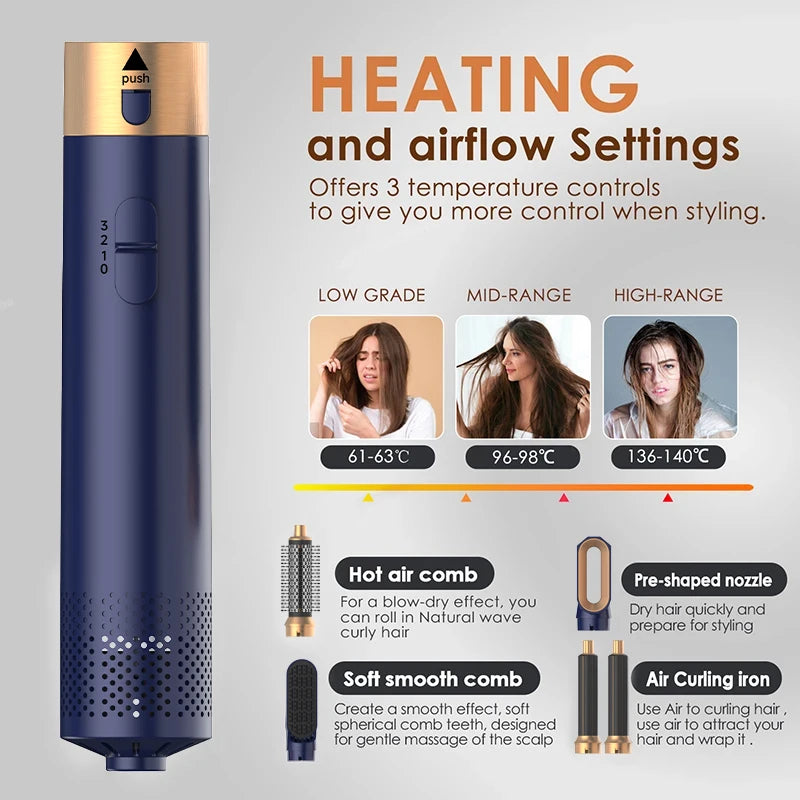 5 in 1 Hair Styler Powerful Fast Drying  Ionic Hair Dryer High Speed Hot Comb Brush Set Professional Hair straghtener