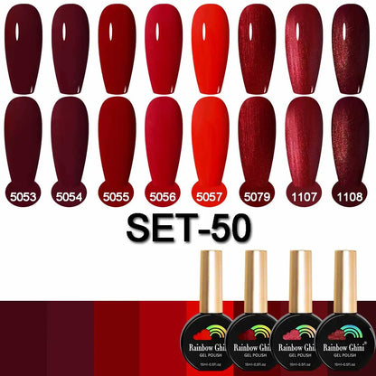 Rainbow Ghini 15ML 8Pcs/Set Nude Glitter Gel Nail Polish HEMA TPO FREE Colorful Nail UV LED Hybrid Gel Varnish All For Manicure