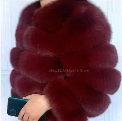 Women's Fashion faux fur coat super hot Autumn Winter women short Faux fox fur fluffy jacket high quality 5xl Ladies furry coats