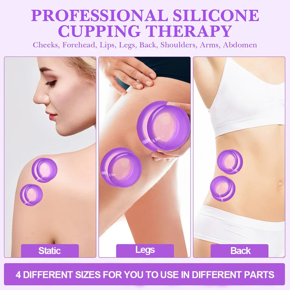 4Pcs Silicone Cupping Set Suction cups Vacuum Suction Jars Therapy Slimming Body Face Massage Cupping Anti Cellulite Weight Loss