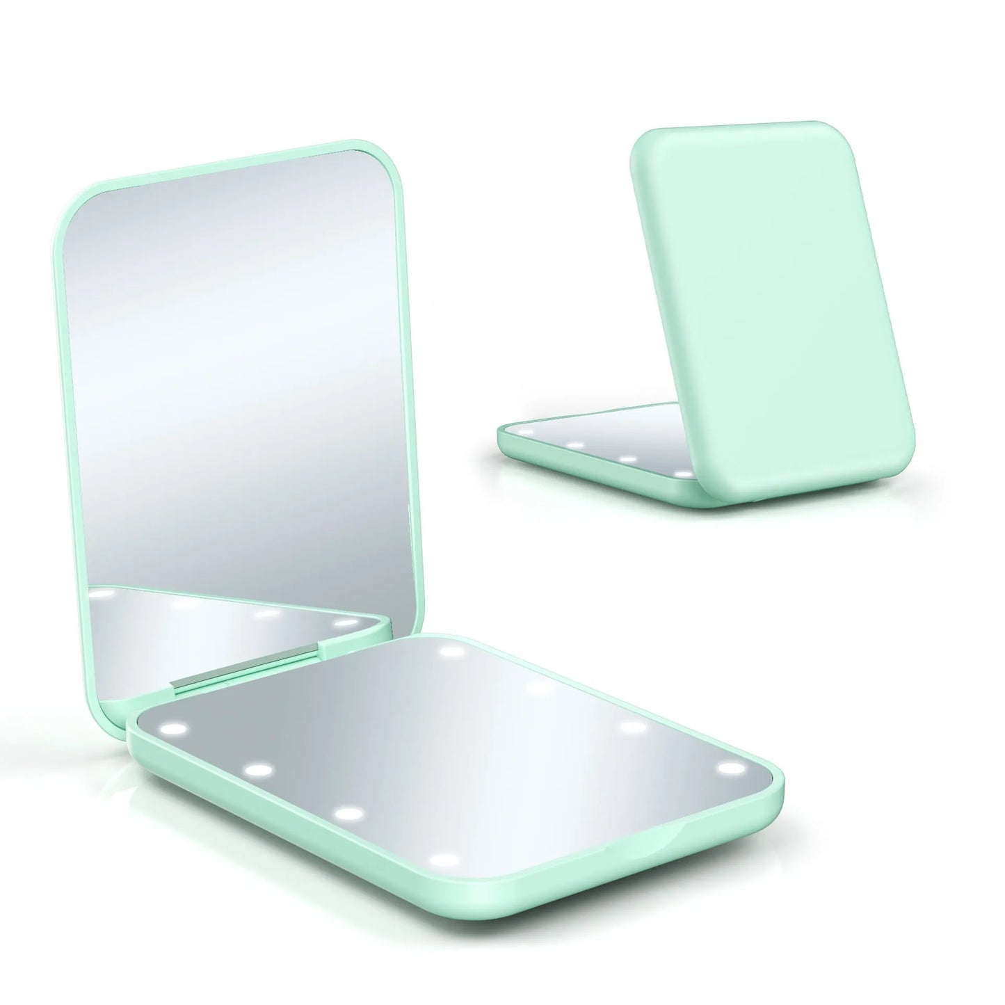 Mini LED Makeup Mirror Portable Vanity Mirrors with Light 1X 2X Magnifying Pocket Mirror Foldable Cosmetic Vanity Mirrors