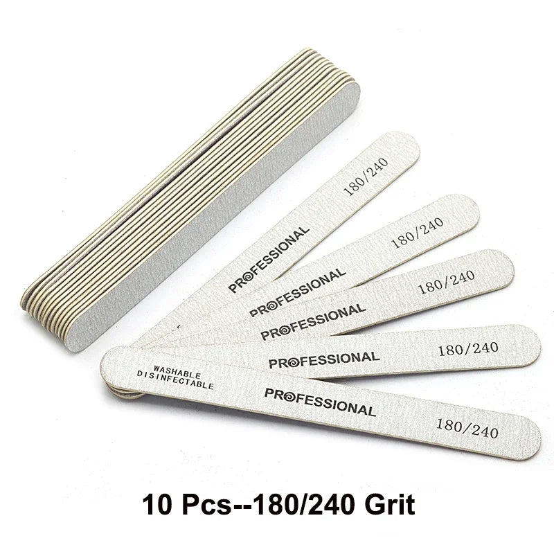 Wooden Nail Files Professional10pcs/Lot  100 180 240 Emery Board Manicure Buffer Grey Boat Double-sided Wooden Pedicure Buffers