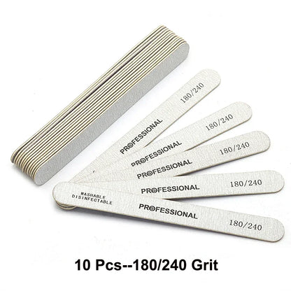 Wooden Nail Files Professional10pcs/Lot  100 180 240 Emery Board Manicure Buffer Grey Boat Double-sided Wooden Pedicure Buffers
